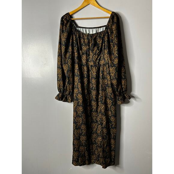 NWT Shein Milkmaid Coquette Babydoll Y2K Maxi Dress Women's 2XL Forest Fairy - Picture 1 of 8